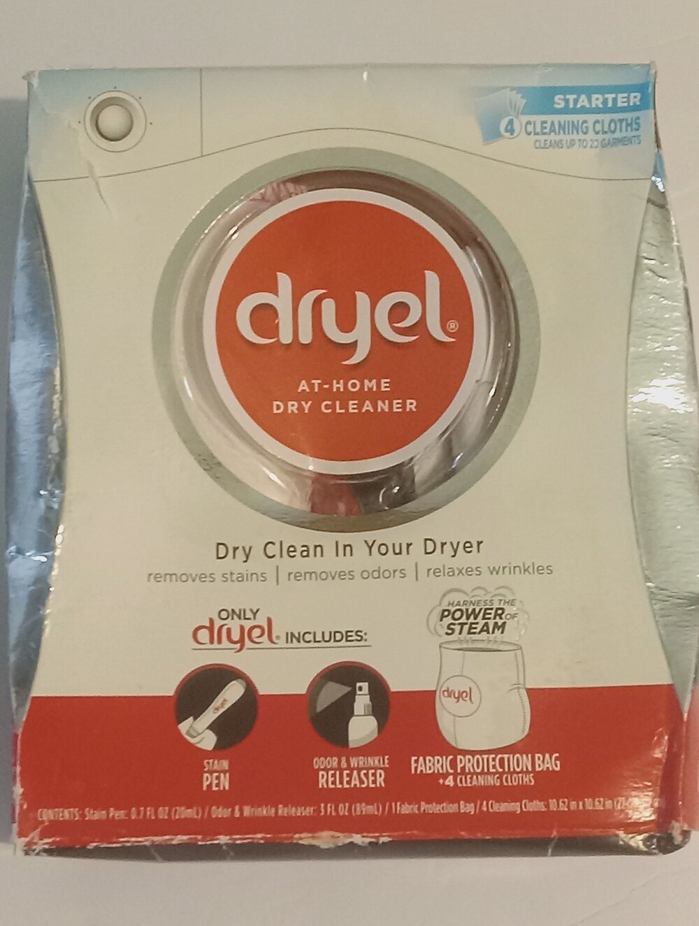 NOS 2020 Dryel At-Home Dry Cleaner Starter Kit w Stain Pen, Odor Releaser & Bag